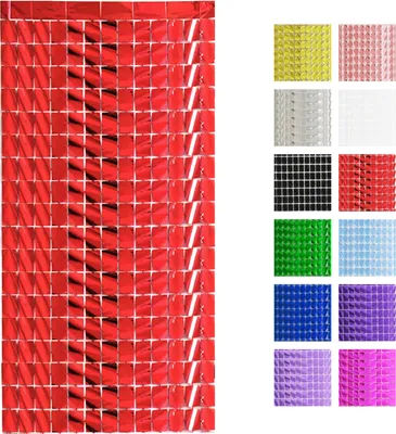 Produktbild von Paillettenwand Party Lametta Vorhang 100x200cm, Rot