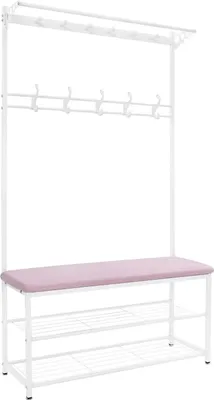 Immagine prodotto di Armadio - Appendiabiti e scarpiera - Indipendente - Panca 100 cm - 2 ripiani - 100×33×170 cm - Fino a 100 kg - Rosa