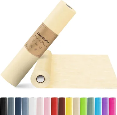 Imagen del producto de Manteles individuales de tela no tejida, color beige, 25 metros x 30 cm, para decoración de mesas