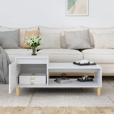 Produktbild von "Winterschlussverkauf "Couchtisch - CLORIS - Wohnzimmertisch - Robust und langlebig - Hochglanz-Weiß 100x50x45 cm Holzwerkstoff - DEMöbel5204147