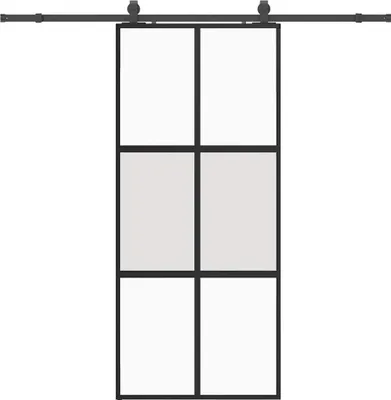 Obrázok produktu pre vidaXL Posuvné dvere s kovaním čierne 90x205 cm tvrdené sklo