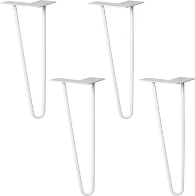 Produktbild von WAGNER Möbelbeine HAIRPIN LEGS Retro 4tlg. Set - 12 x 12 x 40 cm, Stahl, hellgrau, Bein schräg & Anschraubplatte - 12824604