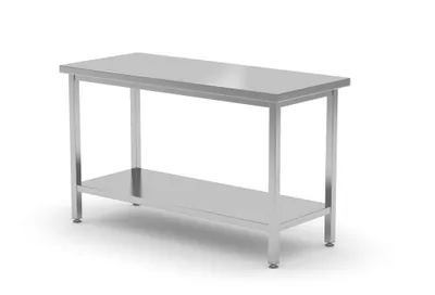 Obrázok produktu pre HENDI Stredový stôl s policou - skrutkovaný, hĺbka 600 mm, Kitchen Line, 1800x600x(H)850mm