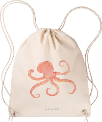 Produktbild von Mr. & Mrs. Panda Turnbeutel Tintenfisch - Transparent - Geschenk, Krake, Stoffbeutel, rucksack beutel, festival tasche, Meerestier, Jutebeutel, Meer, Wasser, Ozean