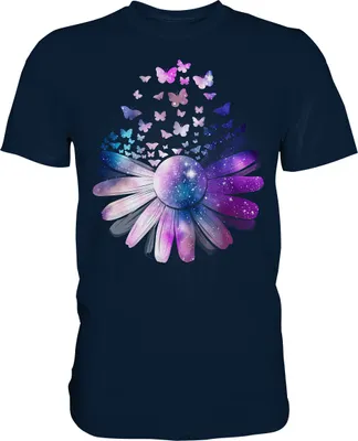 Produktbild von Frauen Galaxie Schmetterling T-Shirt – Navy / 4XL