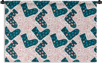 Produktbild von MuchoWow® Wandteppich Wandbehang Socken - Valentinstag - Schnittmuster 150x100 cm Tapisserie Dekoration Wandtuch - Waschbar - Tapisserien - Wand-Decke