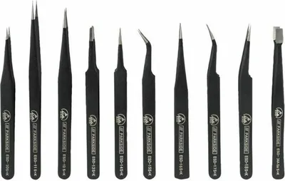Produktbild von Anti-Statik Pinzetten 10tlg.Elektronik Feinmechanik
