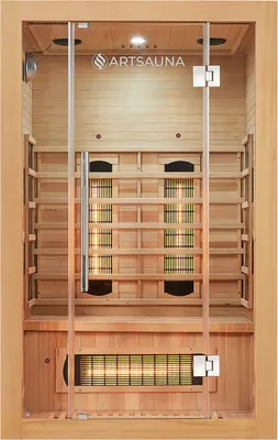 Zdjęcie produktu dla Sauna na podczerwień Kiruna 120 Dual, z podwójną technologią i drewnem jodłowym, 120 x 105 x 190 cm