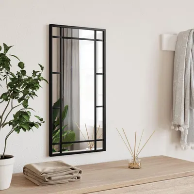 Zdjęcie produktu dla Lustro ścienne, czarne, 30x60 cm, prostokątne, do montażu na ścianie
