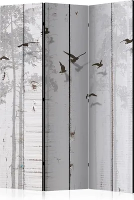 Produktbild von 3-teiliger Einseitiger Vlies Paravent - Birds on Boards 135x172 cm Landschaften f-C-0178-z-b
