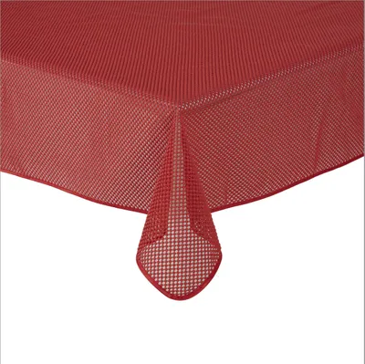 Produktbild von Tischdecke Gartentischdecke Karo Rot 160 cm rund rund Outdoor Weichschaum PVC Terrasse Garten rutschfest wetterfest