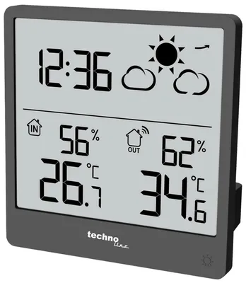 Obrázok produktu pre Technoline WS 9138, Šedá, Vnútorný vlhkomer, Vnútorný teplomer, Vonkajší vlhkomer, Vonkajší teplomer, Vlhkomer, Teplomer, 20 - 95%, 20 - 95%, -9,9 - 50 °C