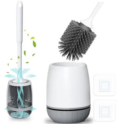 Produktbild von Toilettenbürste Silikon-Toilettenbürste Klobürste - Silikon - Schnelltrocknend - Wandmontage und freistehend - Weiß