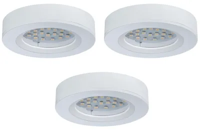 Image de 3 lampes LED encastrables et apparentes NCC Platy, blanches, Ø 7 cm, 2,5 W, 170 lm, blanc chaud 3000 K