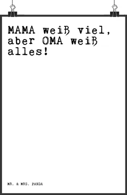 Produktbild von Mr. & Mrs. Panda Bild MAMA weiß viel, aber... DIN A4 - Weiß - Geschenk, Sprüche, Großeltern, Plakat, Wandbild, Wandschmuck, Oma, Familie, wanddeko, drucke