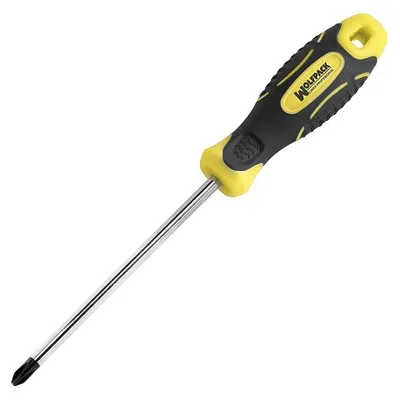 Obrázok produktu pre Krížový skrutkovač s dvojmateriálovou rukoväťou č. 2 / 100 mm. Skrutkovač s plochou čepeľou, chróm-vanád,