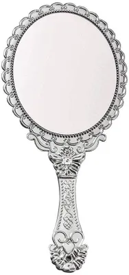 Produktbild von Antike Handspiegel - Kosmetikspiegel - Kompakt - Silber - Ovale Spiegel - Ideal für Damen und Mädchen