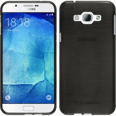 Produktbild von PhoneNatic Case kompatibel mit Samsung Galaxy A8 (2015) - silber Silikon Hülle brushed + 2 Schutzfolien