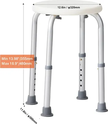Immagine prodotto di Sedia da doccia, regolabile in altezza, design antiscivolo, bianco