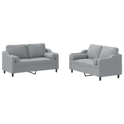 Image de vidaXL Ensemble de canapés 2 pièces avec coussins Tissu gris clair