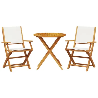 Produktbild von 3-tlg. Bistro-Set Cremeweiß Stoff und Massivholz