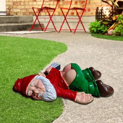 Immagine prodotto di Goblin da giardino Gnomo da giardino divertente decorazione creativa da giardino per la decorazione del tavolo da giardino festa di Natale