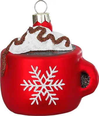 Produktbild von Christbaumschmuck Kakaotasse Figur 6,5cm Glas Rot