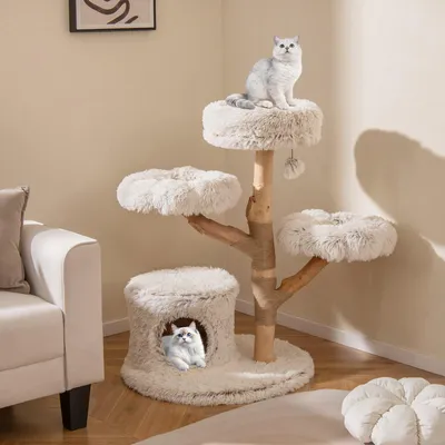Image de Arbre à chat - Griffoir - Maison pour chat - Structure d'escalade - Condo pour chat - Hauteur : 102 cm