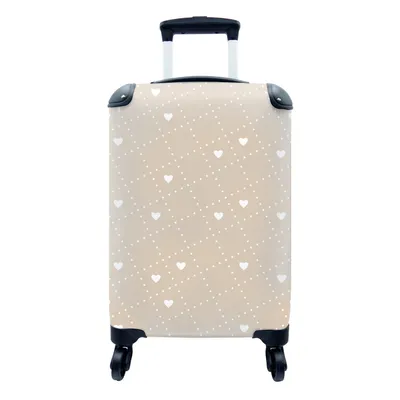 Produktbild von MuchoWow® Koffer Handgepäck Trolley Rollkoffer Kleine Reisekoffer mit 4 Rollen - Herz - Design - Geometrie - Muster - Cabin Size < 55x40x23 cm & 55x40x20 cm - Fotokoffer - Kabinenkoffer - Boardgepäck - Reise-Box - Reisekoffer - Reisegepäck - Koffer mit Bild - Trolley für Kinder