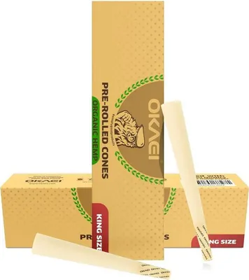Produktbild von OKAEI Organic Hemp King Size Pre Rolled Cones - 100 vorgedrehte Joint Hülsen