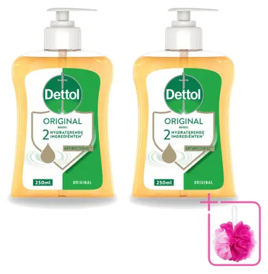 Immagine prodotto di 2 flaconi di sapone liquido antibatterico per le mani Dettol, profumo originale, da 250 ml ciascuno. Confezione risparmio, 2 pezzi
