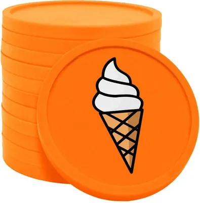 Produktbild von CombiCraft Kunststoff Wertmarken Chips Softeis in Orange- 100 Stück - Ø29 mm