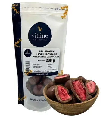 Zdjęcie produktu dla Truskawki liofilizowane w mlecznej czekoladzie 200g VITLINE