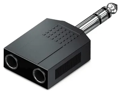 Imagen del producto de Adaptador de audio estéreo, conector de 6,3 mm a 2 conectores de 6,3 mm, fabricado en PVC