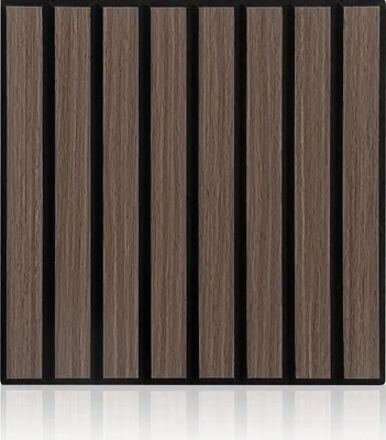Produktbild von Faziango 48x Akustikpaneele 30x30cm, Innendekoration Wandpaneele, Holzpaneele Wand,schwarze Walnuss Lamellenwand auf Filz