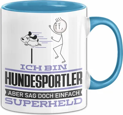 Produktbild von Hundesportler Geschenk Tasse Ich Bin Hundesportler Aber Sag Doch Einfach Superheld Lustige Geschenkdiee für Hundesportler Kaffee-Becher (Blau)