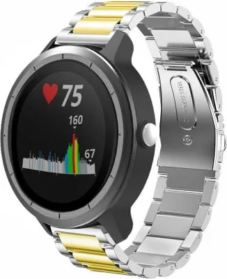 Produktbild von Strap-it Garmin Vivoactive 3 Gliederarmband (Silber / Gold)