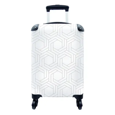 Produktbild von MuchoWow® Koffer Handgepäck Trolley Rollkoffer Kleine Reisekoffer mit 4 Rollen - Design - Geometrie - Muster - Abstrakt - Cabin Size < 55x40x23 cm & 55x40x20 cm - Fotokoffer - Kabinenkoffer - Boardgepäck - Reise-Box - Reisekoffer - Reisegepäck - Koffer mit Bild - Trolley für Kinder