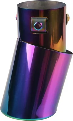 Produktbild von Auto-Auspuffspitze, Edelstahl, rostfrei, universeller Endhals für 5,3 cm bis 3,8 cm Rohre, bunt gebogener Typ