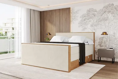 Produktbild von ALTDECOR BOXSPRINGBETT mit 2xBettkasten und Lattenrost, Topper, Boxbett, Polsterbett mit Bettkasten mit Stauraum und Kopfteil mit Matratze H3/H4 - LOLLI9-Z-KING 140x200 Hellbeige