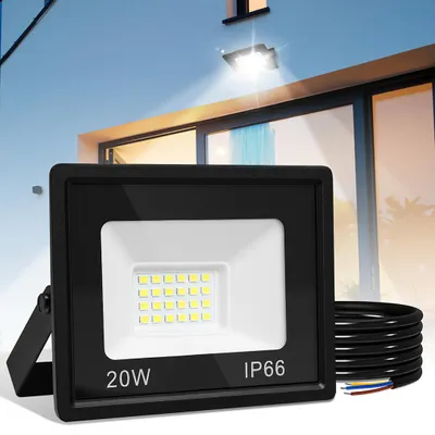 Produktbild von Vigevee LED Strahler Außen 20W, IP66 LED Fluter 120°, Kaltweiß 6000K, 1m Kabel ohne Stecker, 5er Set
