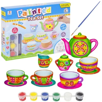 Produktbild von Tee- und Kaffeetassen-Set, Farben zum Bemalen, Dekorieren, DIY