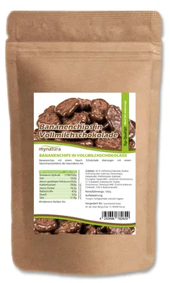 Produktbild von Mynatura  Bananenchips mit Vollmilchschokolade – ab 1000g - 1 Beutel (1000g)