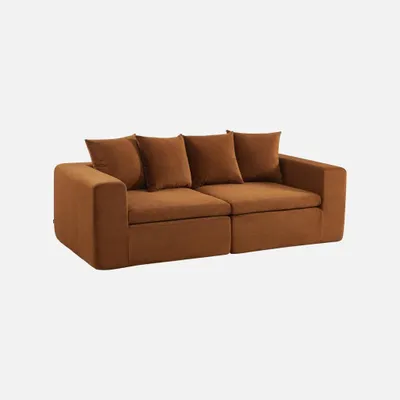 Produktbild von sweeek - Modulares 3-Sitzer Sofa mit Chenille-Bezug - Terrakotta