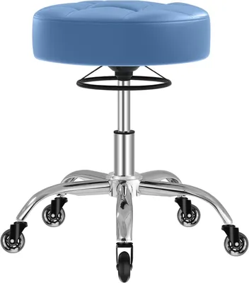 Immagine prodotto di Sgabello girevole con regolazione dell'altezza su ruote 360° fino a 180 kg blu