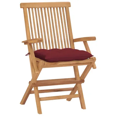 Immagine prodotto di Sedie Giardino con Cuscini Rosso Vino 4 pz Legno Massello Teak
