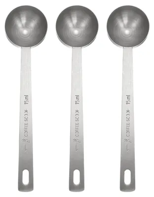 3 Messlöffel aus Edelstahl, 15 ml, Silber, 155 x 36 mm
