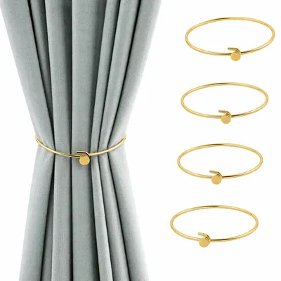 Goldener Vorhanghalter, runder Knoten, 2 Stück, glänzend
