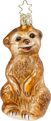 Produktbild von Christbaumschmuck Erdmännchen Glas 10cm braun, 1 Stück