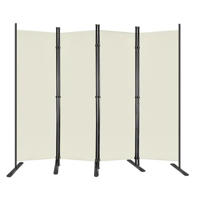 Productafbeelding van XMTECH 4-delige roomdivider, scheidingswand, Spaanse wand, privacy scherm - ruimteverdelers, mobiele wand, wandpaneel, vrijstaand, 225 x 180 cm, beige